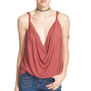 Cropped front knot free people tank